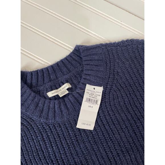 NWT American Eagle Navy Blue Oversized Dreamspun Crew Neck Sweater Size S - Picture 5 of 6